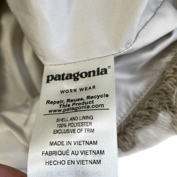 Patagonia Los Gatos Tan High Pile Fleece Vest Full Zip Pockets Size Large - Picture 9 of 12